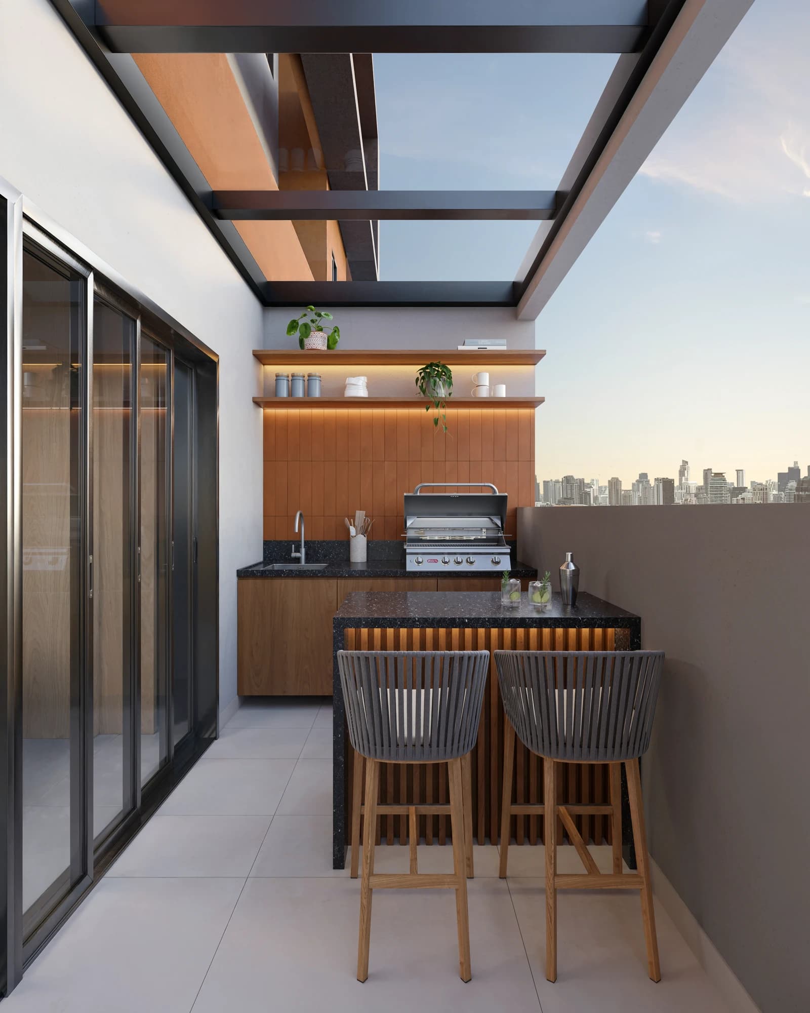 Perspectiva do grill externo
