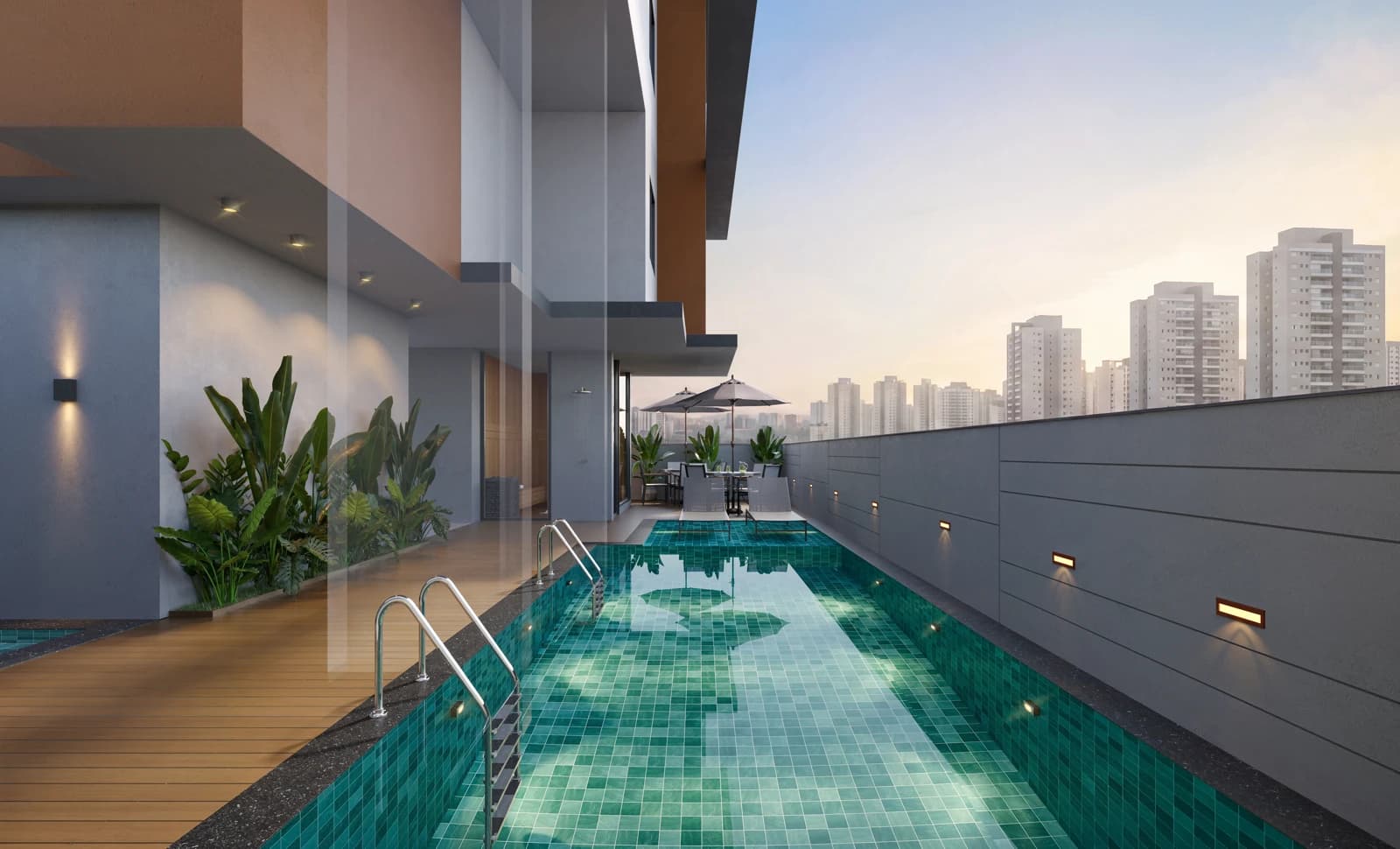 Perspectiva da piscina adulto